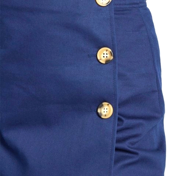 😽Modcloth Navy Button Front A Line Skirt Navy look cover mini nautical wear ❤️ - Picture 5 of 6